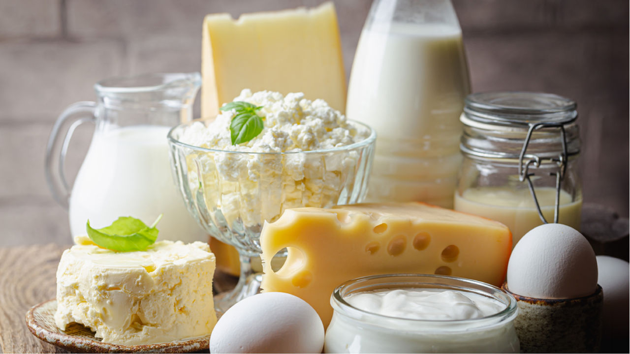 Dairy products on display